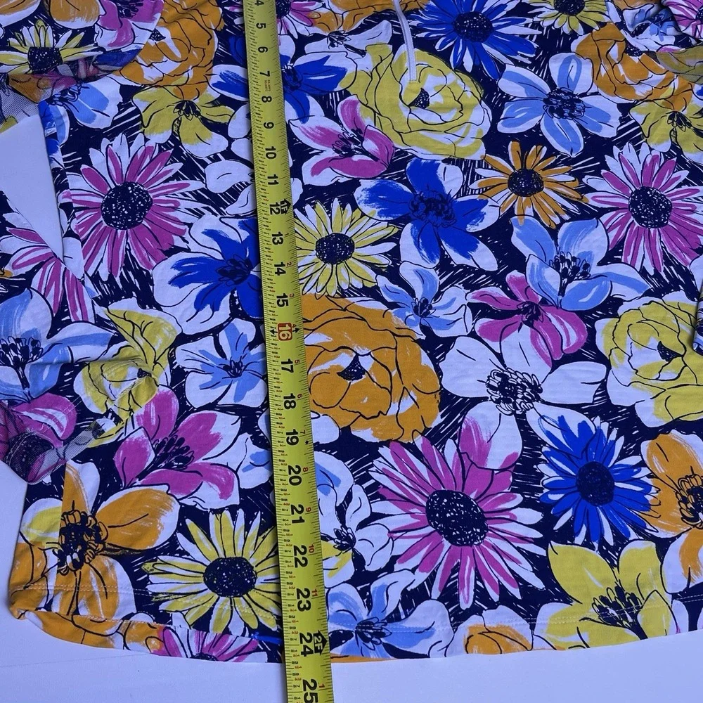 IBKUL Women's XL Blue Pink Orange Medeline Long Sleeve Mock Neck Floral - Picture 8 of 10